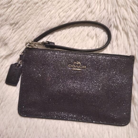 Coach Dark Gray Glitter Wristlet - Picture 1 of 5